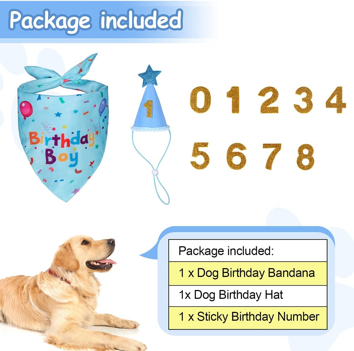 Pawly™ - Dog Birthday Set – Bandana & Hat with Numbers