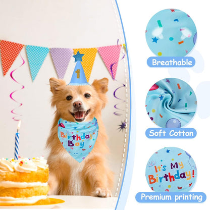 Pawly™ - Dog Birthday Set – Bandana & Hat with Numbers