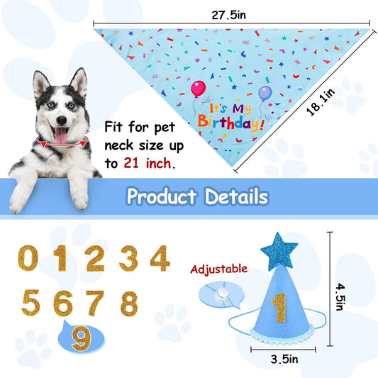 Pawly™ - Dog Birthday Set – Bandana & Hat with Numbers